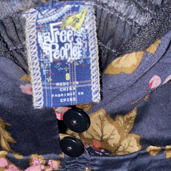 Free People Navy Floral Garden Mesh Insert Tulle Petticoat Mini Dress - Picture 6 of 8